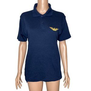 Vintage 90s Armani Jeans Company Polo Mens Medium GA Logo Navy Blue Gold